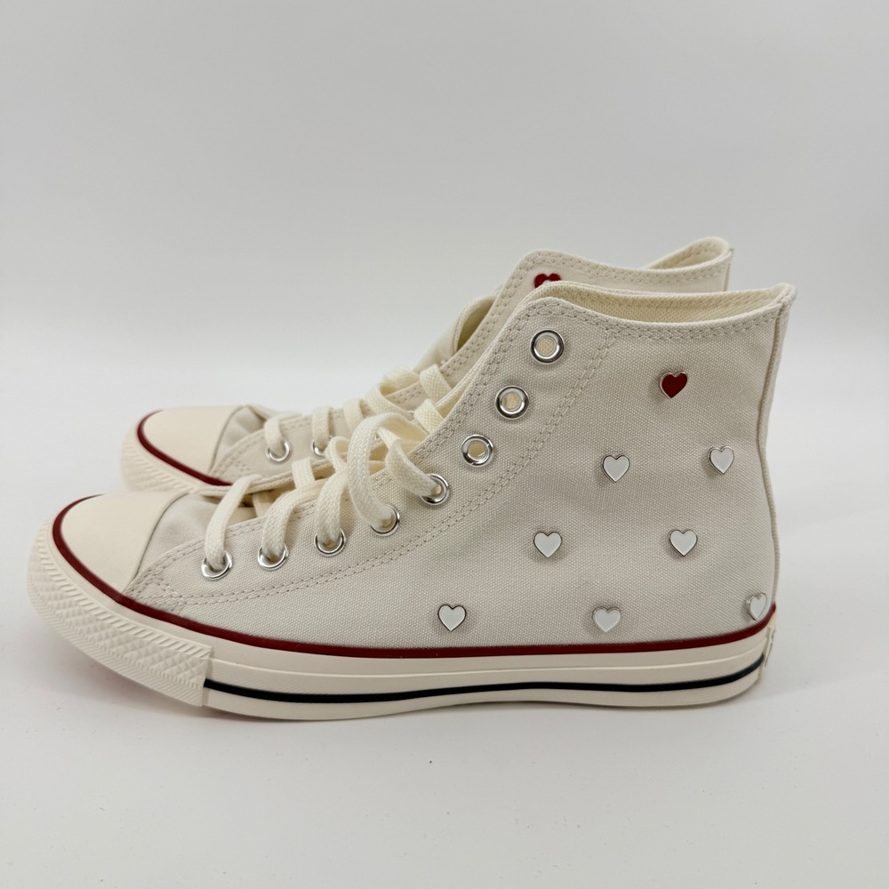 NEW Converse Chuck Taylor All Star Women 9.5 High Top White Heart Studs A19055C - Picture 13 of 15